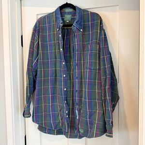 baxter plaid flannel long sleeve cotton shirt mens size Lg GUC, vintage